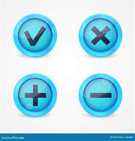 Set Of Glossy Icons Stock Vector Illustration Of Plus 29411644