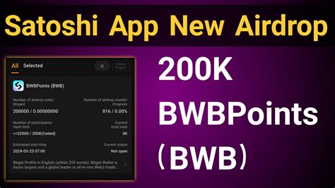 K Bwb Points Airdrop On The Satoshi App With Bitgetwallet Satoshi