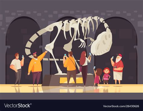 Dinosaur skeleton museum composition Royalty Free Vector