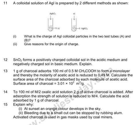 Cbse Class 12 Chemistry Surface Chemistry Notes Set D