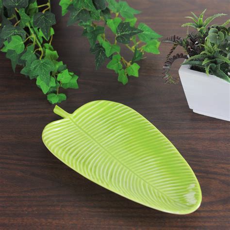 Northlight 10 5 Chartreuse Green Textured Ceramic Banana Leaf Tray EBay