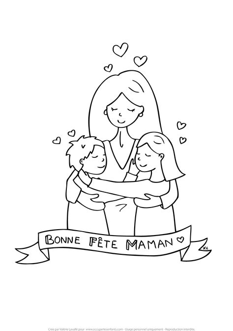 Coloriage Fete Des Meres Maman D Fille Et Gar On Occuper Les Enfants