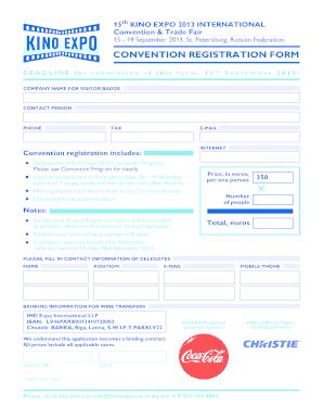 Fillable Online CONVENTION REGISTRATION FORM Bkinoexpobbrub Fax Email