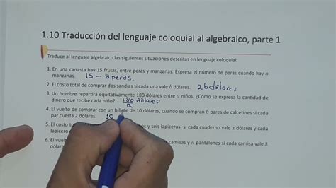 Traducci N Del Lenguaje Coloquial Al Algebraico Parte Youtube