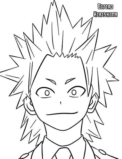 Coloring Kirishima Eijiro Deku Lineart Unbreakable Bakugou Xcolorings Sketch Coloring Page