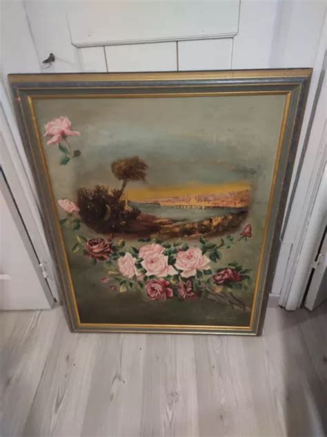 Ancien Tableau Huile Sur Toile Fond Marin Et Nature Morte Sign Georges