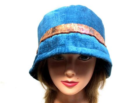 Teal Blue Bucket Hat Colorful T Bohemian Chic Hat Etsy