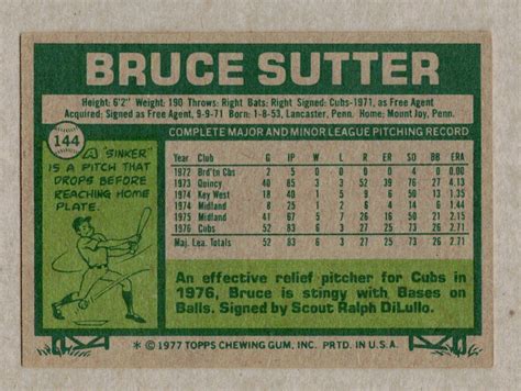 Topps Bruce Sutter Rc Ebay