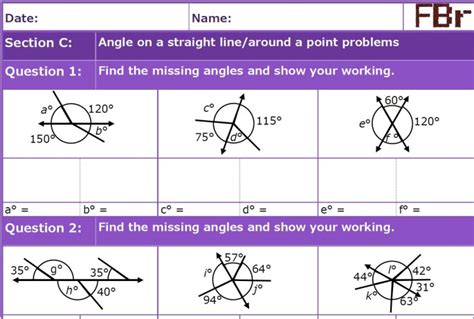 Angles On A Straight Line And Around A Point Worksheet ...