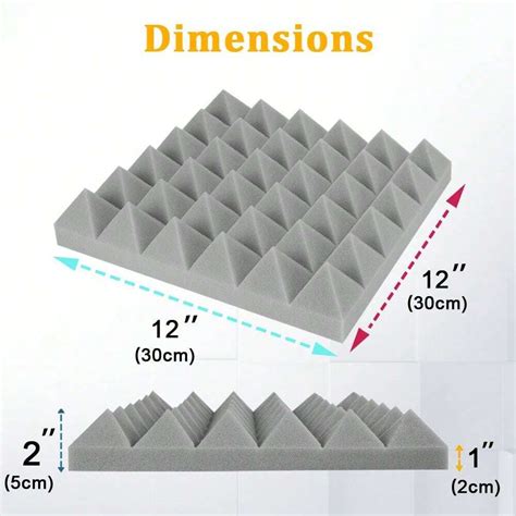 12 Paquete Paneles De Espuma Acústica De Alta Densidad De 12x12x2