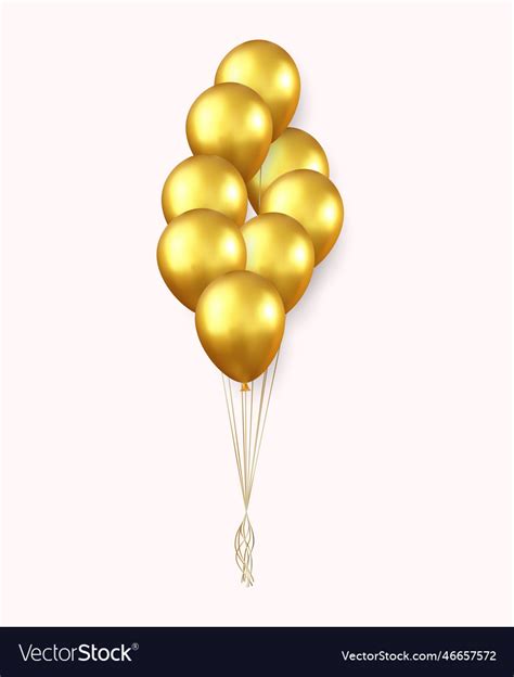 3d realistic gold happy birthday balloons flying Vector Image