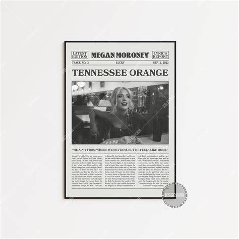 Megan Moroney Retro Newspaper Print Tennessee Orange Poster Etsy