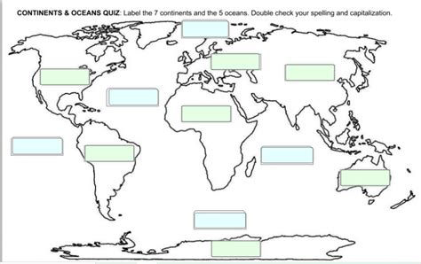 Printable Map Of The 7 Continents And 5 Oceans - Printable Free Templates