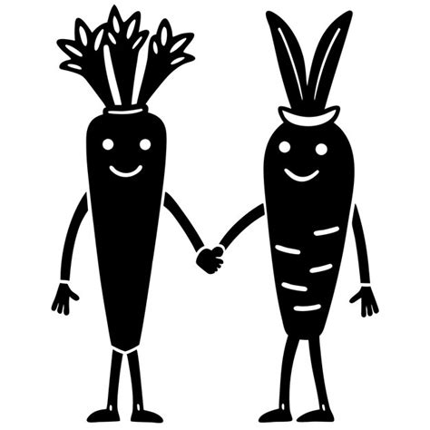 Premium Vector | Two funny carrot character handshake vector silhouette