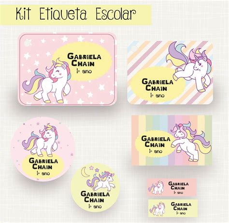 Kit Etiqueta Escolar Unicórnio Elo7 Produtos Especiais