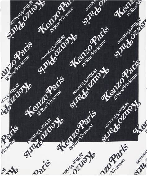 Black & White Kenzo Paris Kenzogram Scarf by Kenzo on Sale