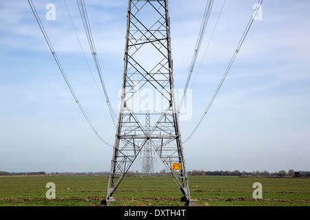 Power Line With Pylons In Dutch Polder Stock Photo Alamy