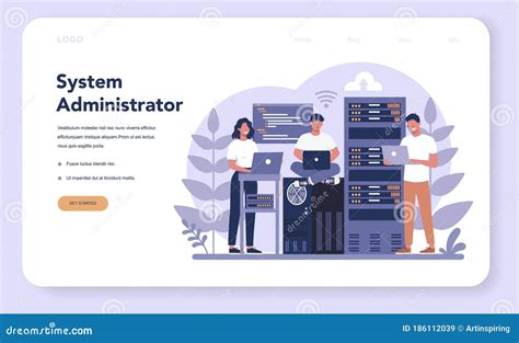 Administrador Del Sistema Personas Que Trabajan En Computadoras Y En Operaciones Ilustración