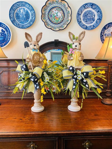 Easter Bunny Candlesticks Spring Candlesticks Easter Etsy