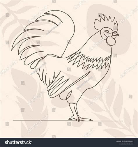 Rooster Line Drawing On Abstract Background Stock Vector (Royalty Free ...