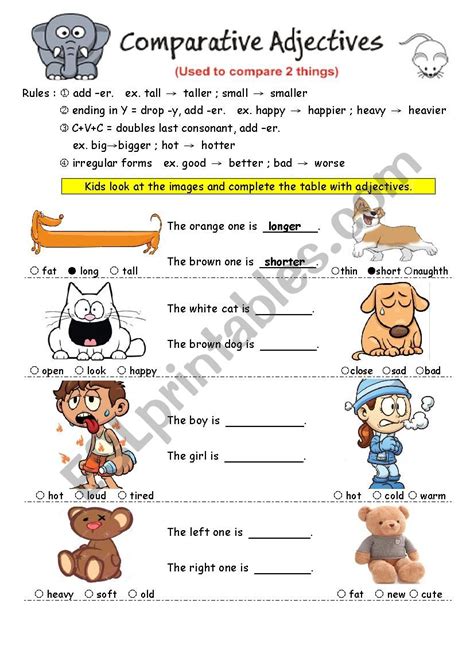 Comparative Adjectives Esl Worksheet By Shaneschool