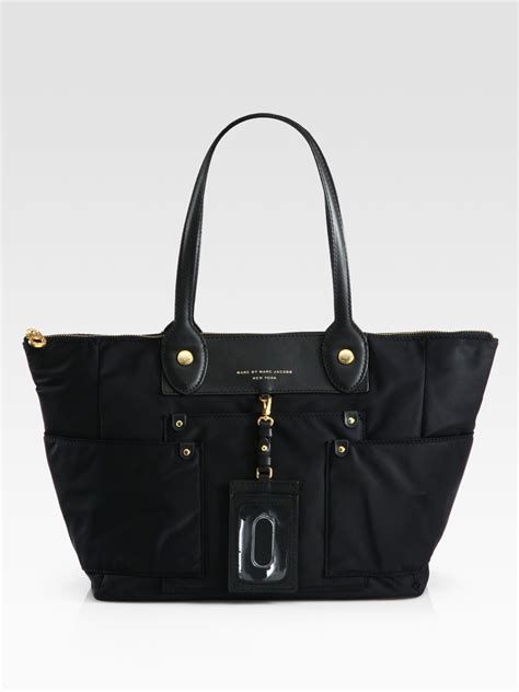 Marc By Marc Jacobs Preppy Nylon Leather Eastwest Tote Bag in Black | Lyst