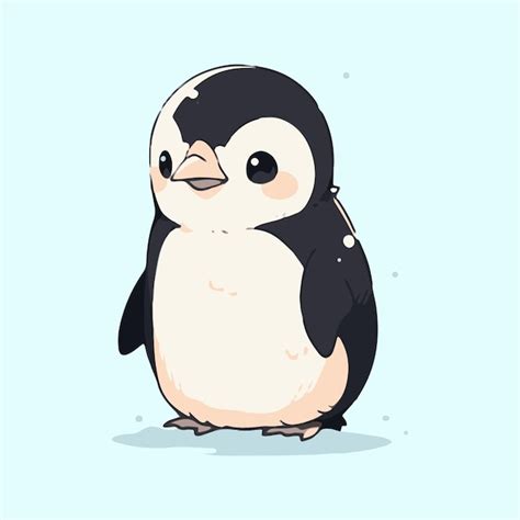 Un pingüino con un fondo azul Vector Premium