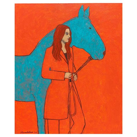 James Strombotne Painting Horsewoman In Red For Sale At 1stdibs