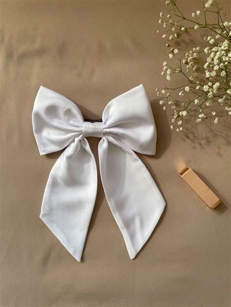 Large Satin Bow Clip Bridal Hair Bow Satin Hair Bow White Satin Bow