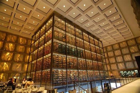 Interior of the Beinecke Rare Book and Manuscript Library at Yale, New ...