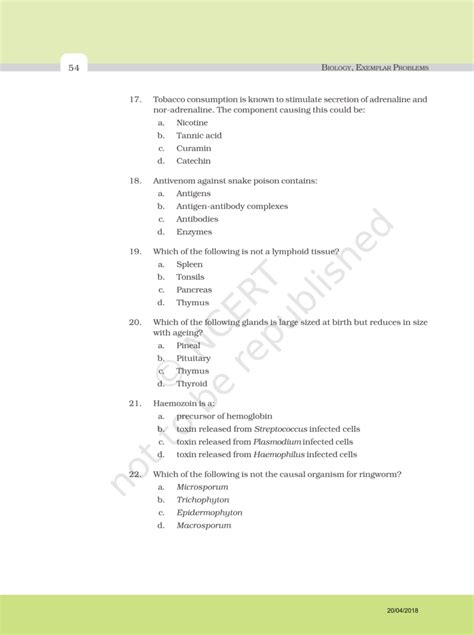 NCERT Exemplar Class 12 Biology Chapter 8 Human Health And Disease