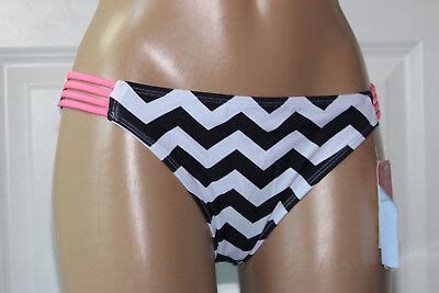 New Hula Honey Chevron Stripes Strappy Sides Hipster Bikini Swim Bottom