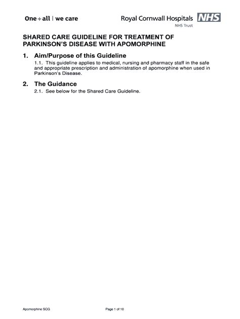 Fillable Online Rcht Nhs Treatment Of Parkinson S Disease With