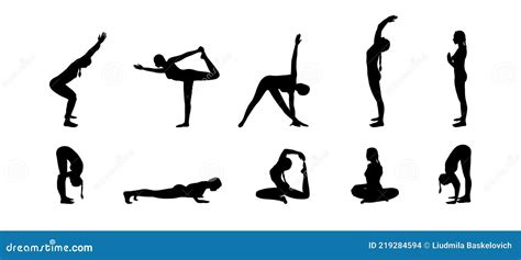 Vector Hatha Yoga Surya Namaskar Asanas Stock Photography