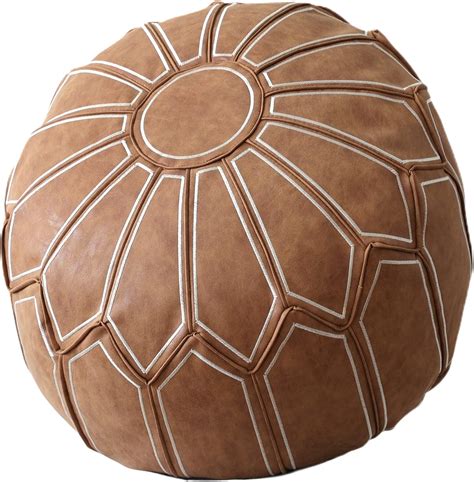 Amazon RISEON Boho Handmade Faux PU Leather Moroccan Pouf