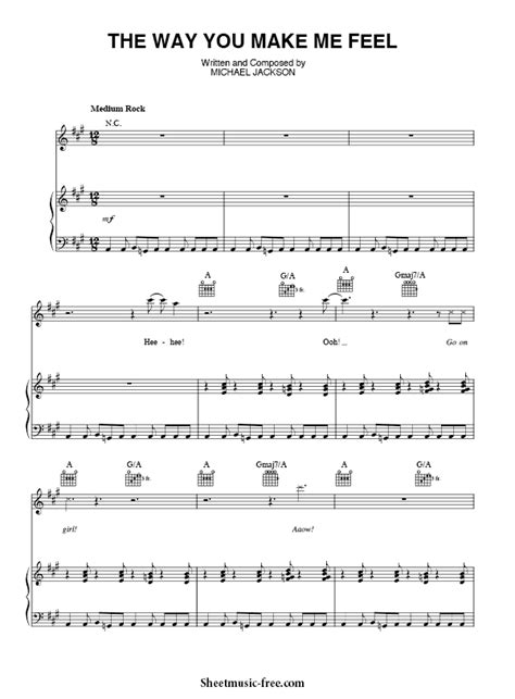 The Way You Make Me Feel Sheet Music Michael Jackson | ♪ SHEETMUSIC ...