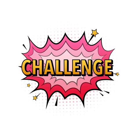 Comic speech bubbles with text challenge. Vintage cartoon illustration