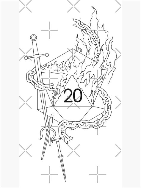 Warlock Fiend Patron Class Dungeons And Dragons D20 Outline Poster