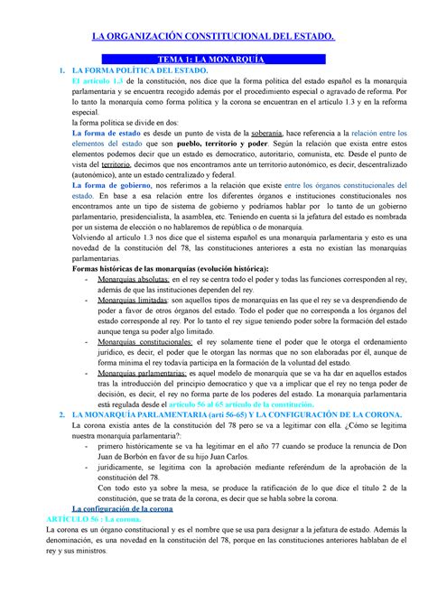 Temas Resumen Derecho Constitucional La Organizaci N Constitucional