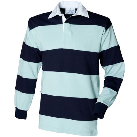 Front Row Sewn Stripe Long Sleeve Sports Rugby Cotton Polo Shirt T