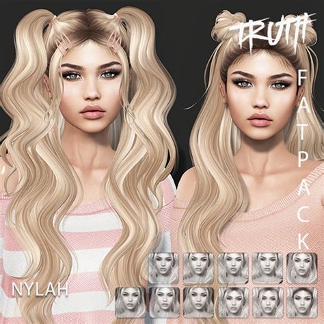 Second Life Marketplace Truth Nylah Fitted Mesh Hair Fatpack