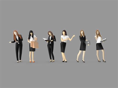 3d Model Low Poly Business Woman Pack Cgtrader