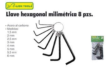 Llaves Hexagonales Tipo Llavero Milimetrica 8 Pzs Lion Tools