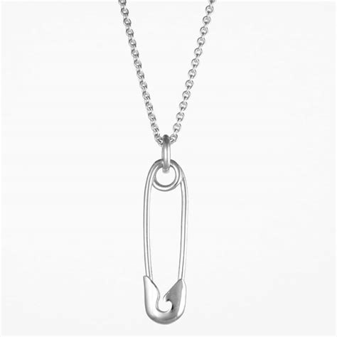 Vertical Safety Pin Necklace Silver | Sterling Silver & Gold Vermeil ...