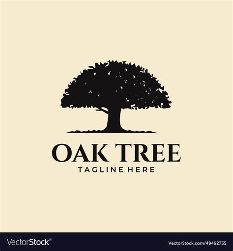 Oak tree vintage logo symbol design Royalty Free Vector