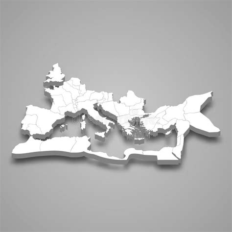 3d Isometric Map Of Roman Empire Isolated With Shadow Stock