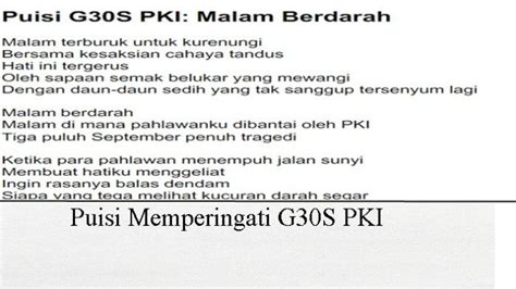 5 Puisi Bertema G30S PKI Lengkap Untuk Peringati Gerakan 30 September