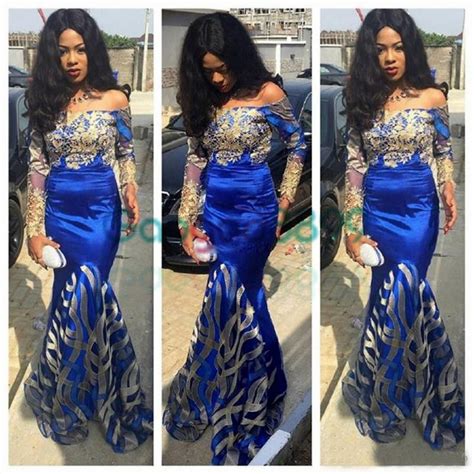 Royal Blue Mermaid Prom Dresses 2017 Nigeria Long Sleeve Evening Dress