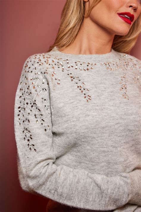 Buy Love Roses Embellished Crew Neck Knitted Jumper From Next Ireland