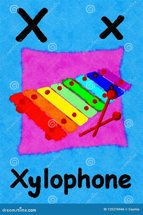 X Is For Xylophone Learn The Alphabet And Spelling Stock Illustration